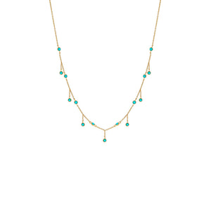 Turquoise Turquoise Bezel Shaker Necklace 14K - Adina Eden's Jewels