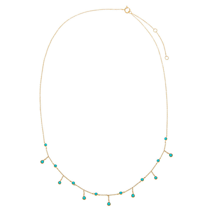  Turquoise Bezel Shaker Necklace 14K - Adina Eden's Jewels