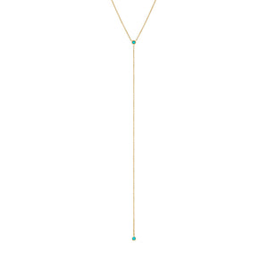 Turquoise Turquoise Double Solitaire Bezel Lariat Necklace 14K - Adina Eden's Jewels