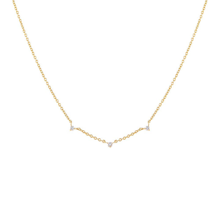  Diamond Trio Solitaire Embedded Necklace 14K - Adina Eden's Jewels