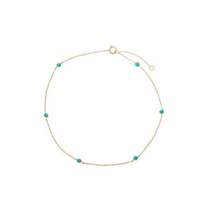 Turquoise Turquoise By The Yard Bezel Anklet 14K - Adina Eden's Jewels