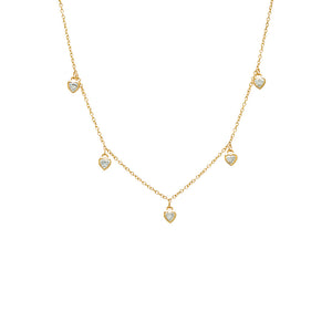  Diamond Multi Heart Bezel Shaker Necklace 14K - Adina Eden's Jewels