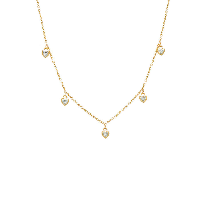  Diamond Multi Heart Bezel Shaker Necklace 14K - Adina Eden's Jewels