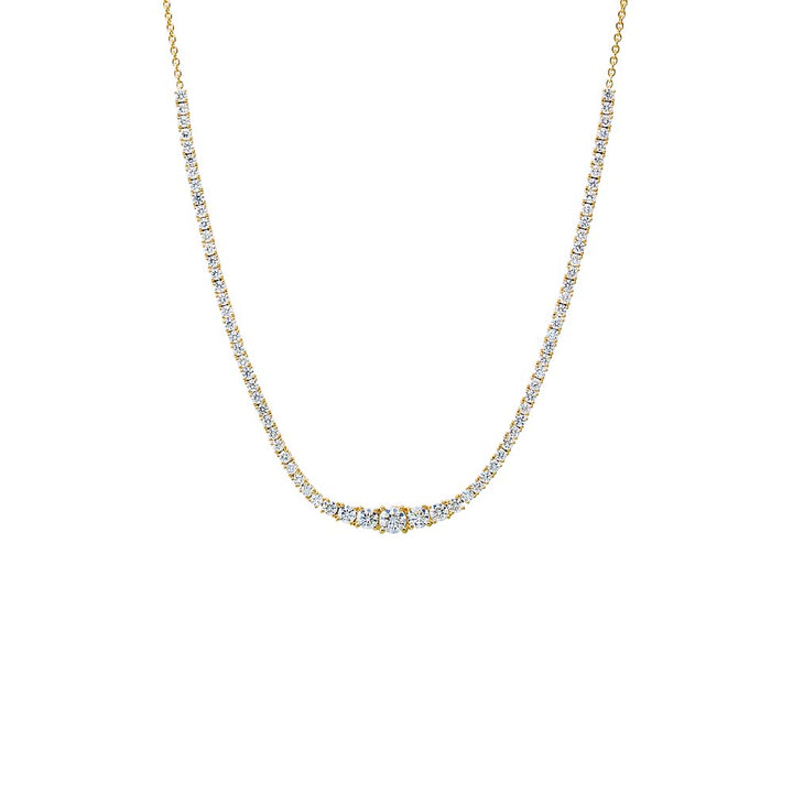 14K Gold Lab Grown Diamond Graduated Accent Tennis Necklace 14K - Adina Eden's Jewels