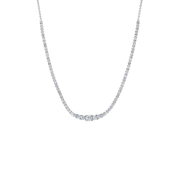 14K White Gold Lab Grown Diamond Graduated Accent Tennis Necklace 14K - Adina Eden's Jewels