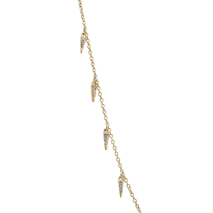  Diamond Pave Spike Dangling Charm Necklace 14K - Adina Eden's Jewels