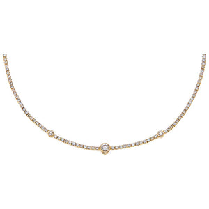 14K Gold Diamond Graduated Bezel Tennis Choker 14K - Adina Eden's Jewels