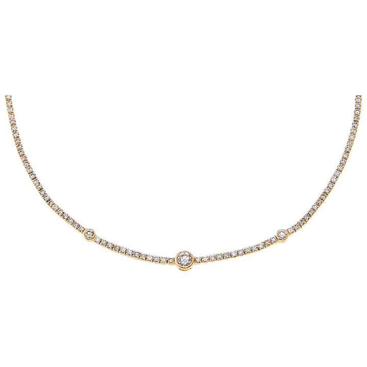 14K Gold Diamond Graduated Bezel Tennis Choker 14K - Adina Eden's Jewels