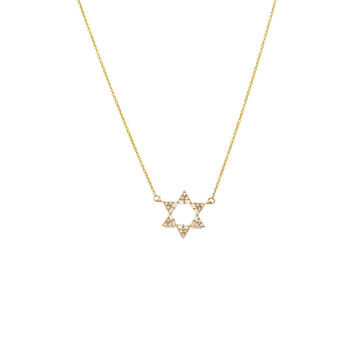 14K Gold Diamond Open Star Of David Necklace 14K - Adina Eden's Jewels