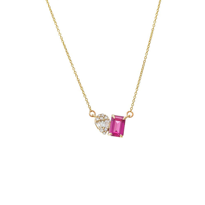 Ruby Red Diamond X Ruby Toi E Moi Necklace 14K - Adina Eden's Jewels