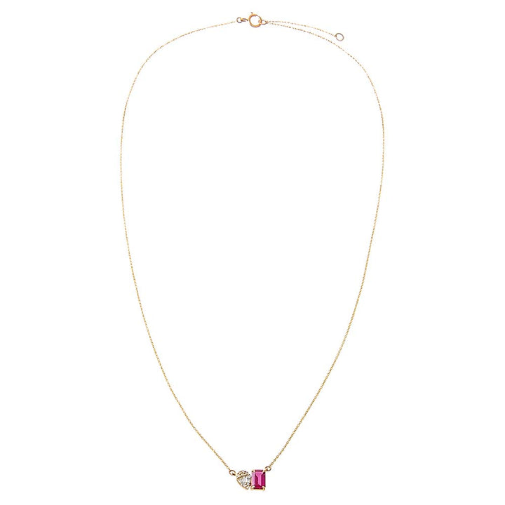  Diamond X Ruby Toi E Moi Necklace 14K - Adina Eden's Jewels