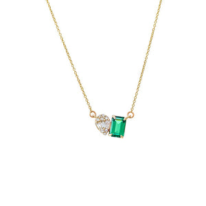 Emerald Diamond X Emerald Toi E Moi Necklace 14K - Adina Eden's Jewels