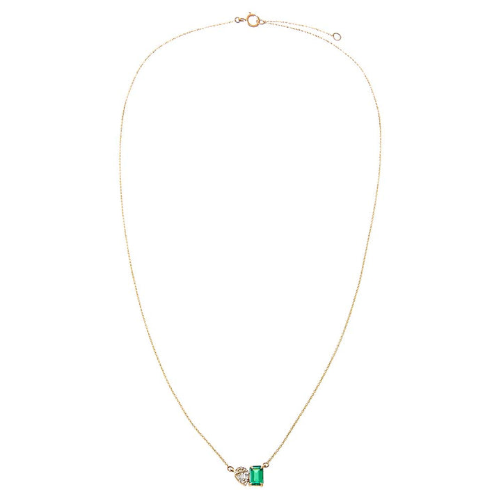  Diamond X Emerald Toi E Moi Necklace 14K - Adina Eden's Jewels