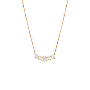 14K Gold Lab Grown Diamond Oval Cut Curved Bar Necklace 14K - Adina Eden's Jewels