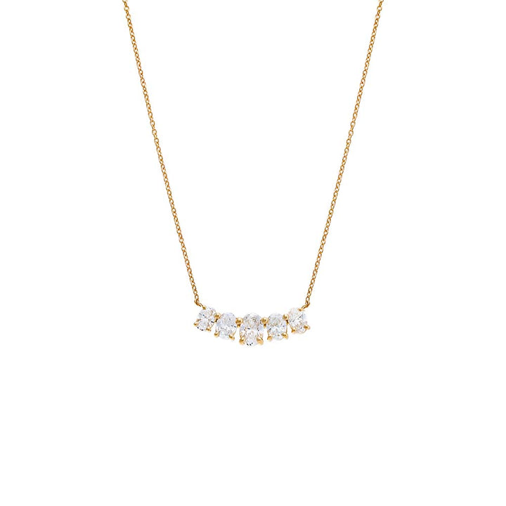 14K Gold Lab Grown Diamond Oval Cut Curved Bar Necklace 14K - Adina Eden's Jewels