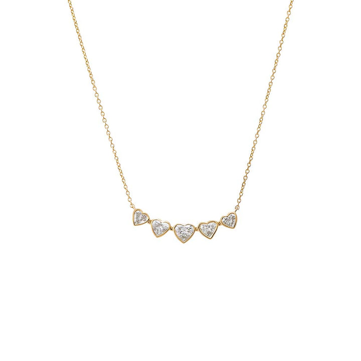  Lab Grown Diamond Heart Bezel Curved Bar Necklace 14K - Adina Eden's Jewels