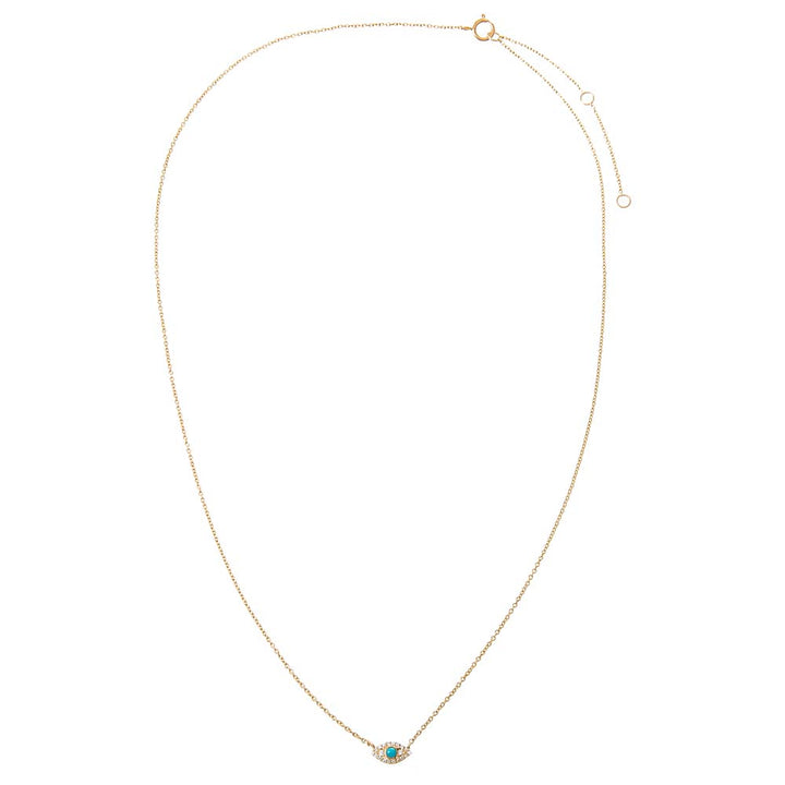  Diamond Pave X Turquoise Evil Eye Necklace 14K - Adina Eden's Jewels