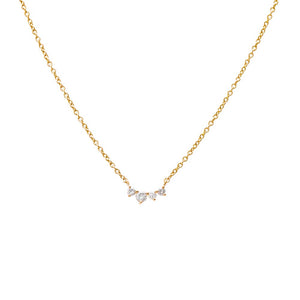 14K Gold Diamond Graduated Solitaire Curved Bar Necklace 14K - Adina Eden's Jewels