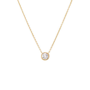 14K Gold Diamond Solitaire Bezel Pendant Necklace 14K - Adina Eden's Jewels