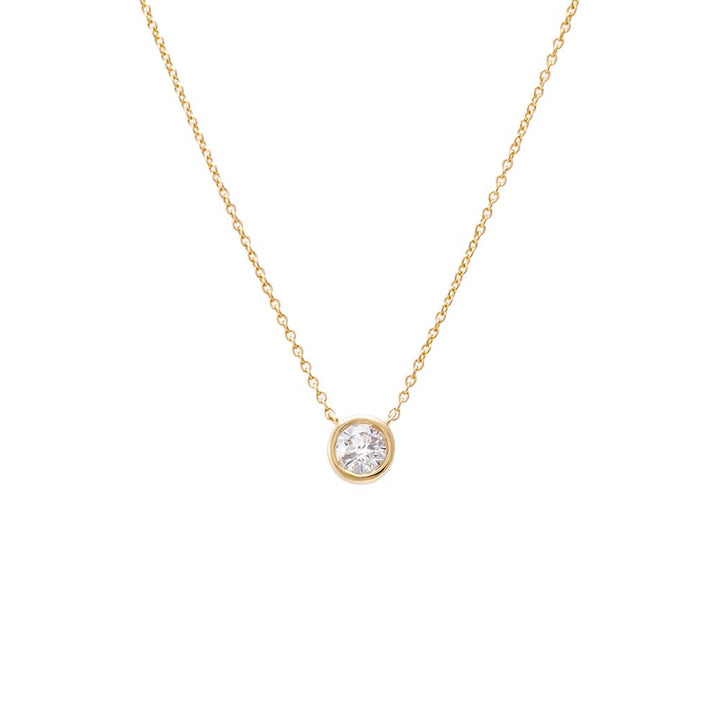 14K Gold Diamond Solitaire Bezel Pendant Necklace 14K - Adina Eden's Jewels