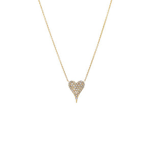 Diamond Pave Elongated Heart Pendant Necklace 14K