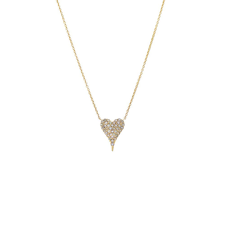 Diamond Pave Elongated Heart Pendant Necklace 14K