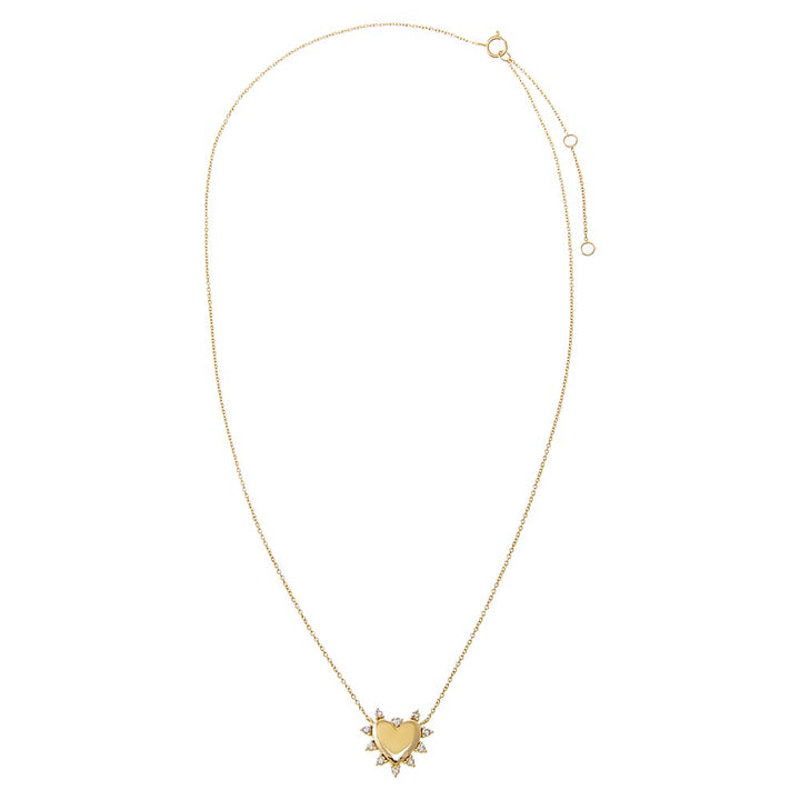 Scattered Diamond Outline Heart Necklace 14K