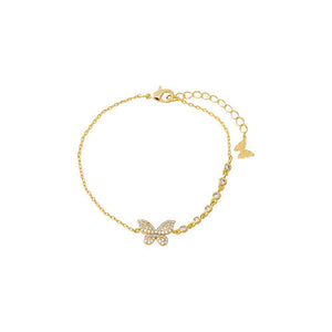 Gold Pave Butterfly X CZ Embedded Chain Bracelet - Adina Eden's Jewels