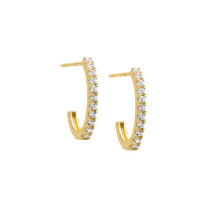 14K Gold Pave CZ Thin Open Hoop Earring 14K - Adina Eden's Jewels