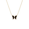 Onyx Pavé Diamond Outline Stone Butterfly Necklace 14K - Adina Eden's Jewels