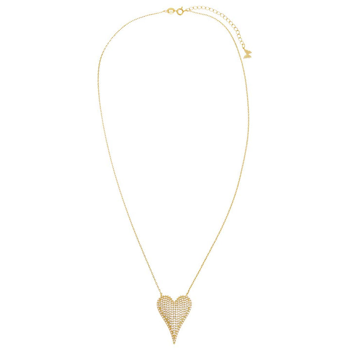  Pave Elongated Puffy Hearty Pendant Necklace - Adina Eden's Jewels