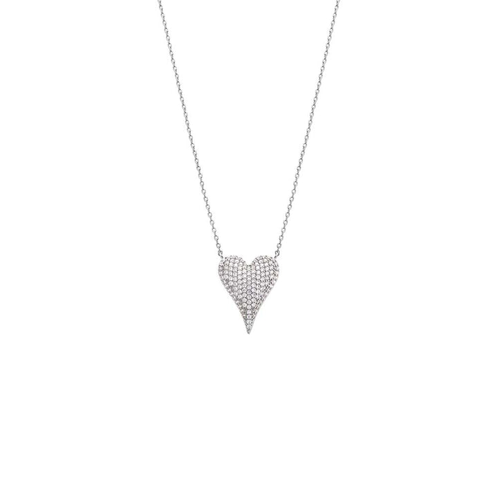  Pave Elongated Puffy Hearty Pendant Necklace - Adina Eden's Jewels