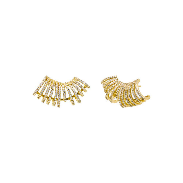 Gold Pave Fancy Cage Stud Earring - Adina Eden's Jewels