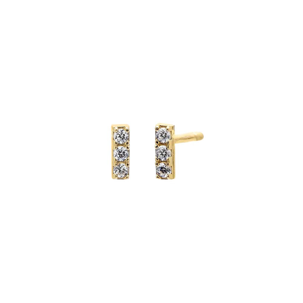 Pave Mini Bar Stud Earring 14K | Adina Eden Jewels