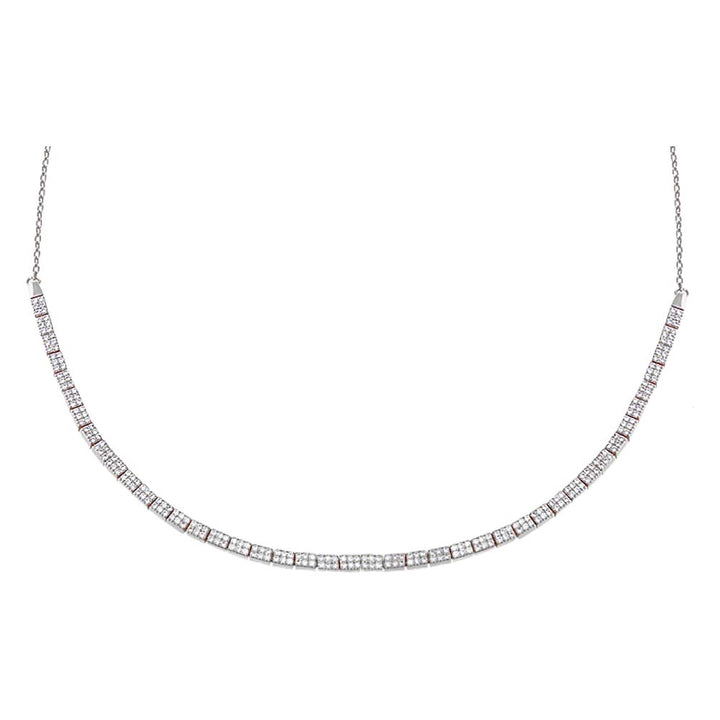 Silver Pave Square Half Tennis Choker - Adina Eden's Jewels