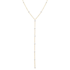 Pearl White Pearl Embedded Lariat Necklace - Adina Eden's Jewels