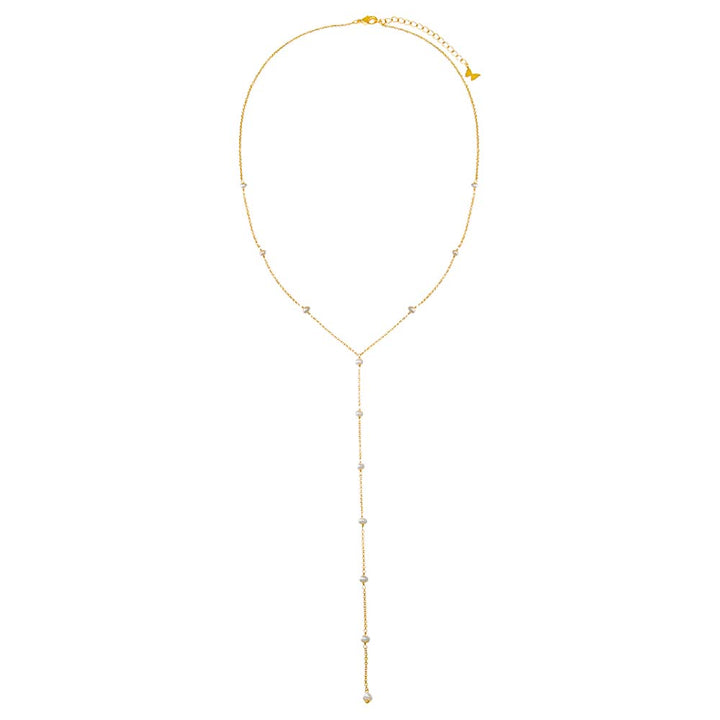  Pearl Embedded Lariat Necklace - Adina Eden's Jewels