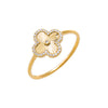 14K Gold / 6.5 Diamond Pave Outline Ridged Clover Ring 14K - Adina Eden's Jewels