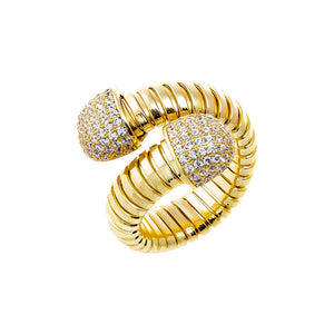 Gold / 7 Pave Accented Claw Ridged Ring - Adina Eden's Jewels