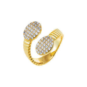 Gold / 6 Pave Oval Wrap Snake Band Ring - Adina Eden's Jewels