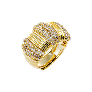 Gold Pave Accented Wide Adjustable Ring - Adina Eden's Jewels