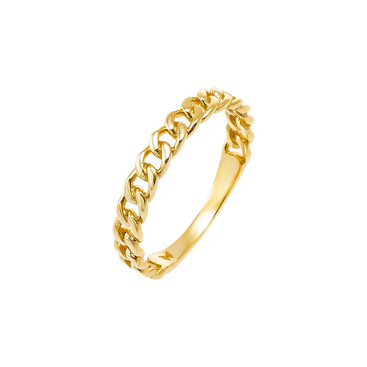 Gold / 6 Solid Cuban Chain Eternity Ring - Adina Eden's Jewels