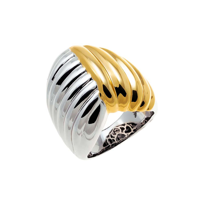 Two Tone Two Tone Fancy Ridged Ring - Adina Eden's Jewels