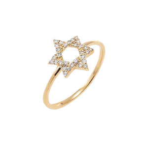 14K Gold / 5 Diamond Pave Star Of David Ring 14K - Adina Eden's Jewels