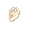 Diamond Baguette Chai Signet Pinky Ring 14K