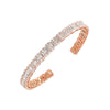 Rose Gold Illusion CZ X Baguette Tennis Open Bangle Bracelet - Adina Eden's Jewels