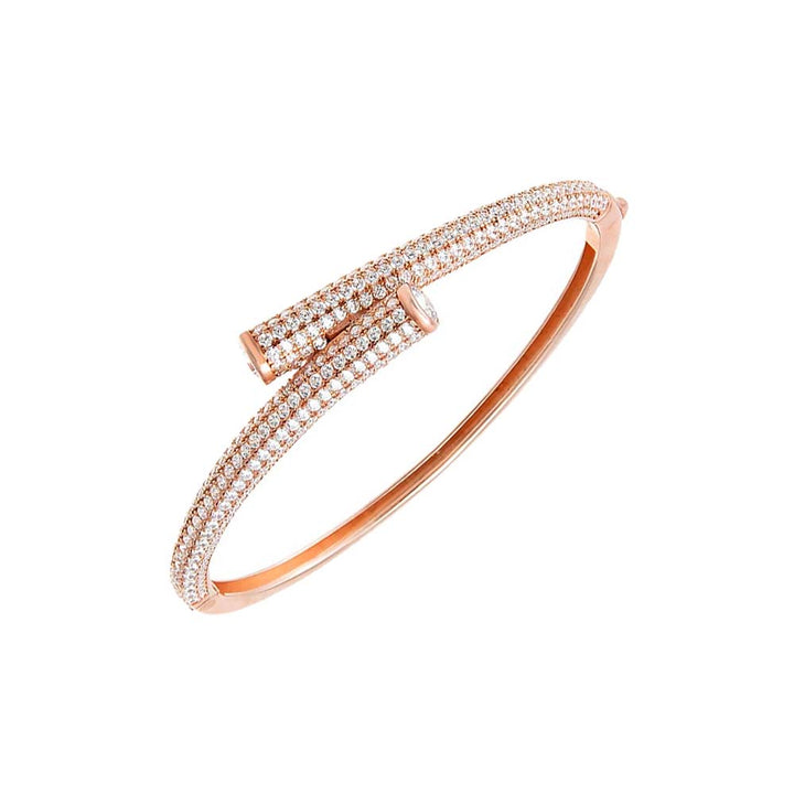 Rose Gold Pave Overlap Claw Bangle Bracelet - Adina Eden's Jewels