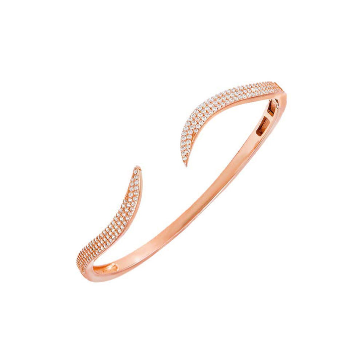 Rose Gold Pave Wave Claw Bangle Bracelet - Adina Eden's Jewels