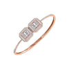 Rose Gold lllusion CZ X Baguette Double Charm Bangle Bracelet - Adina Eden's Jewels