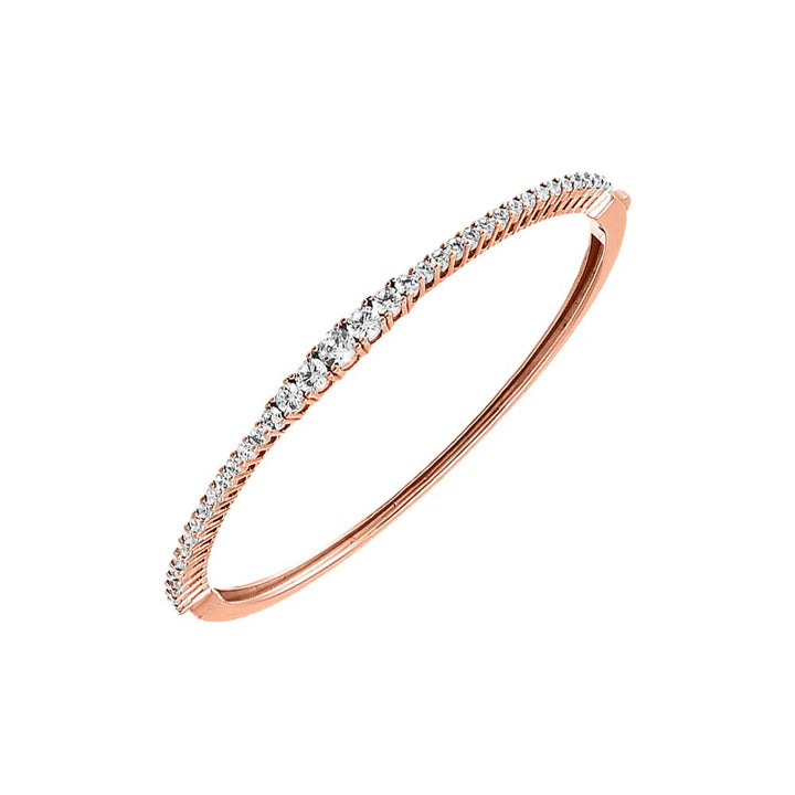 Rose Gold CZ Graduated Tennis Bangle Bracelet - Adina Eden's Jewels